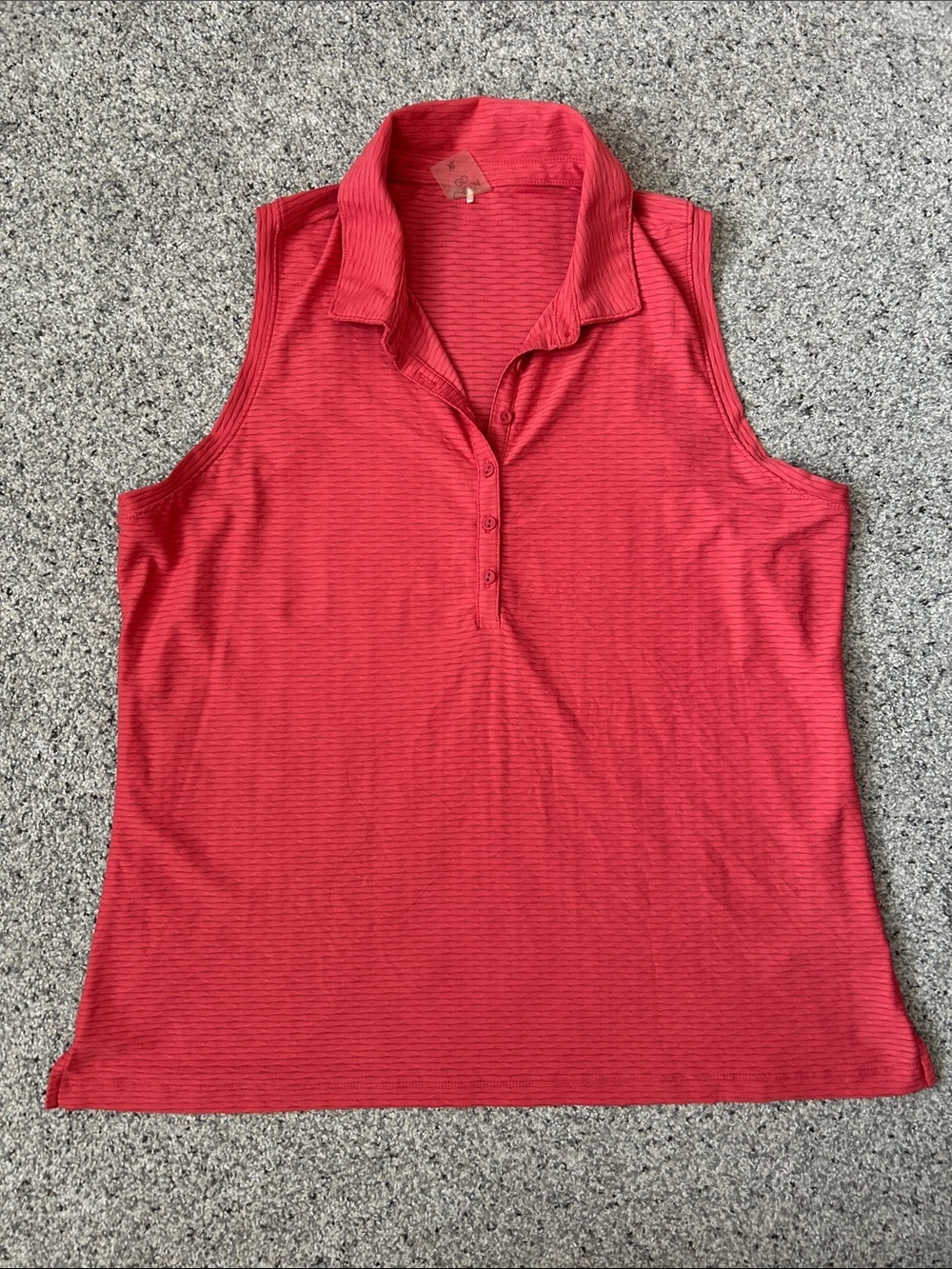 Sleeveless coral / pink / red Polo Tank with Button Placket